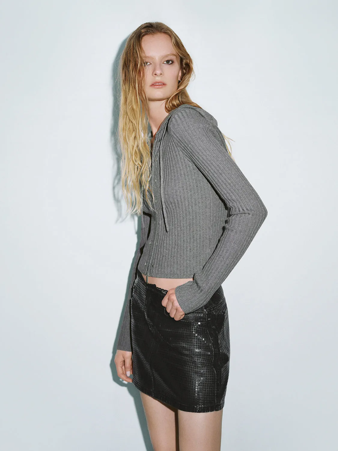 Rib Knitted Hoodie Cardigans sold by Urban Revivo product image thumbnail 5