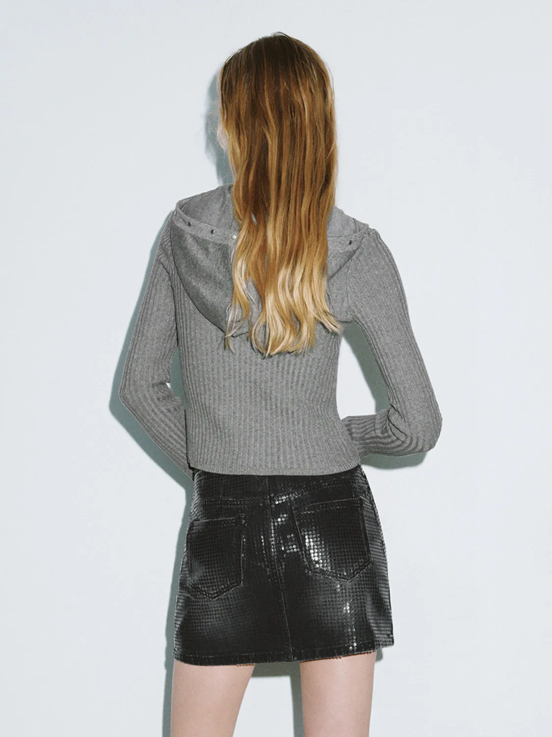 Rib Knitted Hoodie Cardigans sold by Urban Revivo product image thumbnail 2