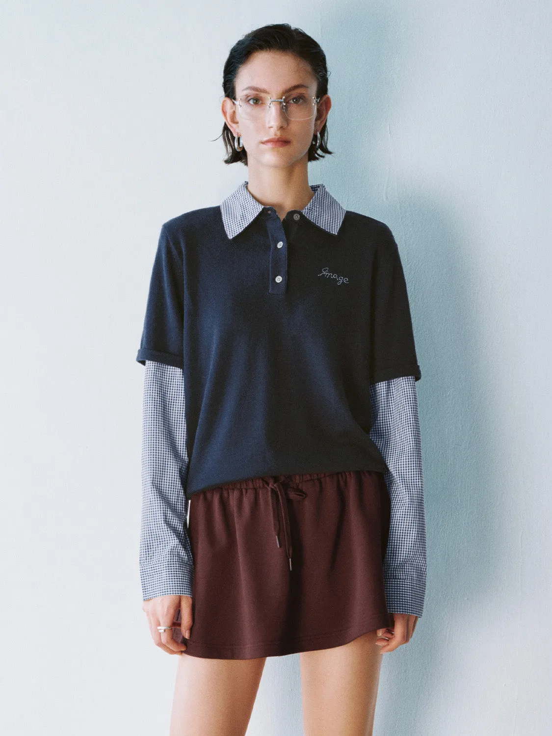 2 In 1 Plaid Collar Knitted T-Shirts sold by Urban Revivo