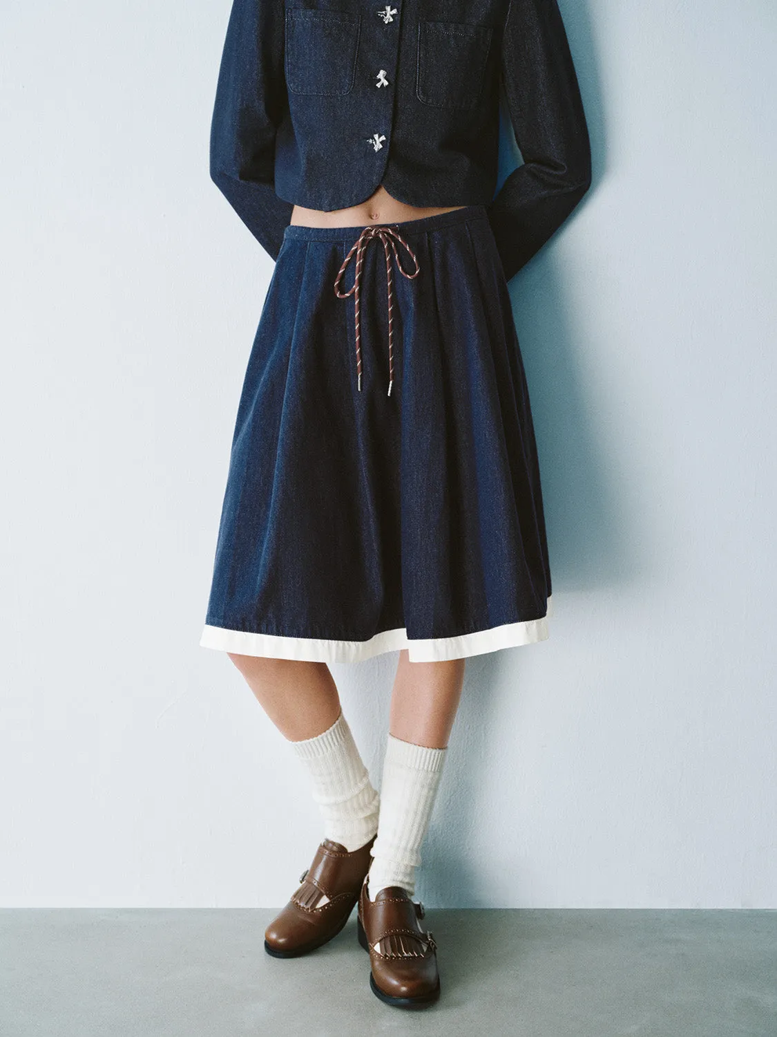 Drawstring Loose Denim Skirts sold by Urban Revivo product image thumbnail 2