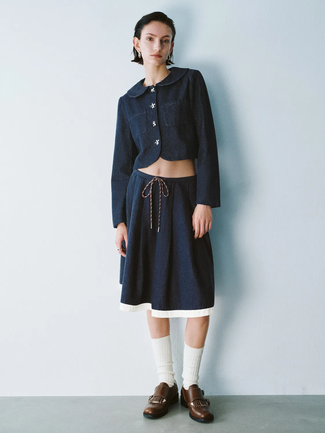 Drawstring Loose Denim Skirts sold by Urban Revivo product image thumbnail 5