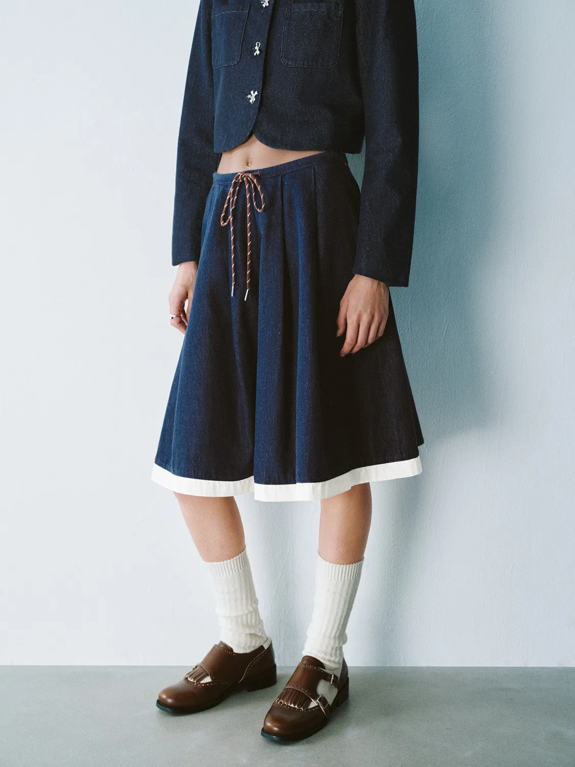 Drawstring Loose Denim Skirts sold by Urban Revivo product image thumbnail 3