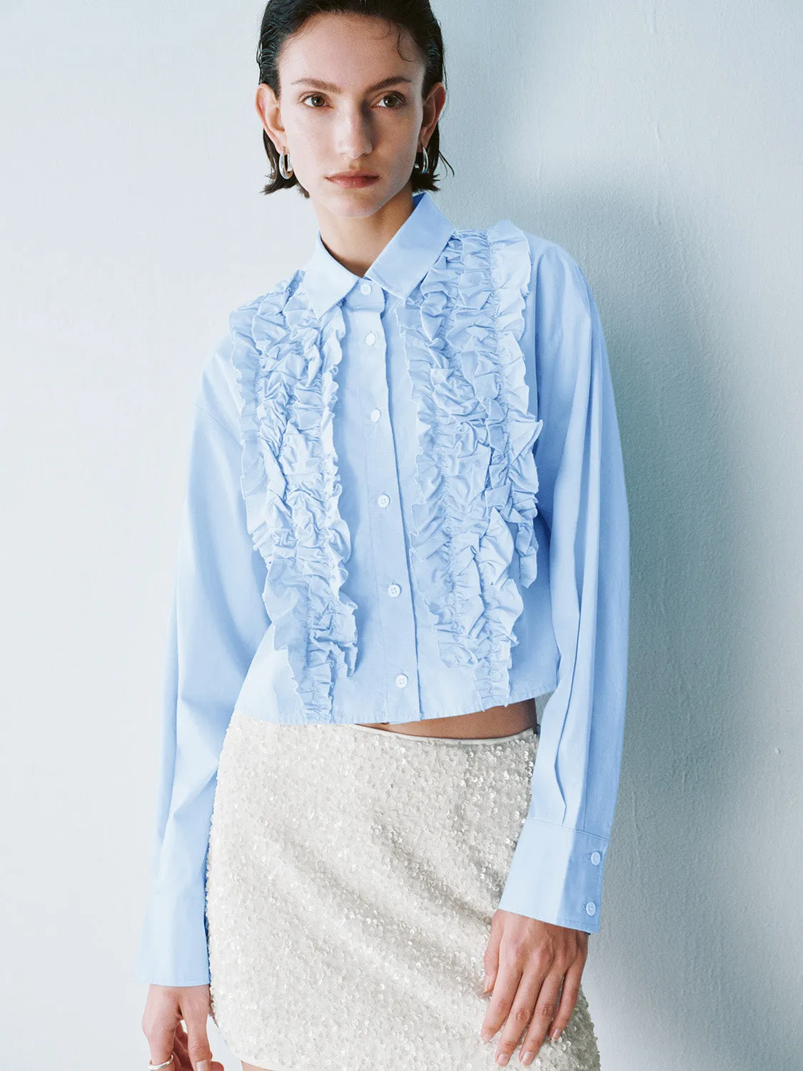 Ruffled Long Sleeve Shirts sold by Urban Revivo product image thumbnail 2