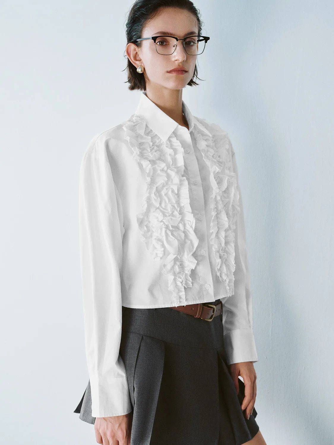 Ruffled Long Sleeve Shirts sold by Urban Revivo product image thumbnail 2