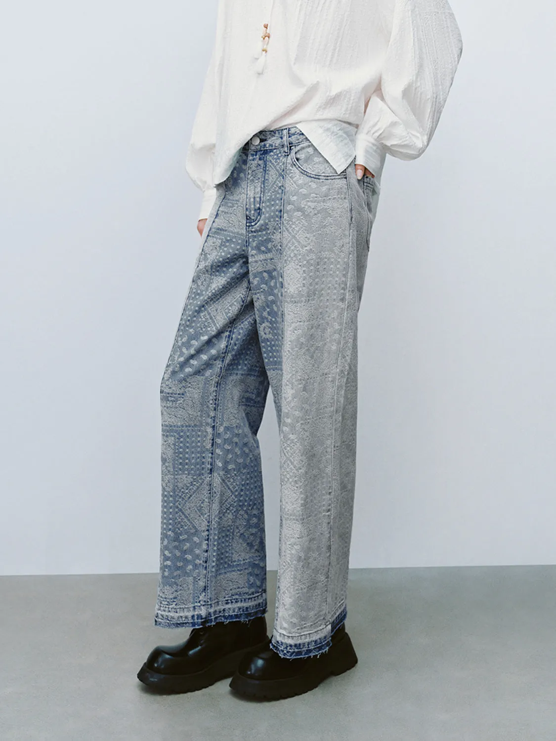 Two Toned Printed Denim Jeans sold by Urban Revivo product image thumbnail 5