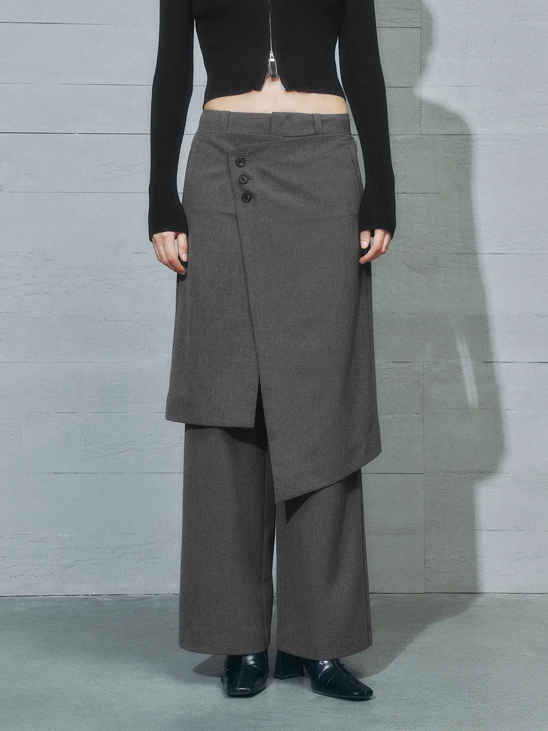 2 In 1 Layered Wide-Leg Pants sold by Urban Revivo product image thumbnail 2