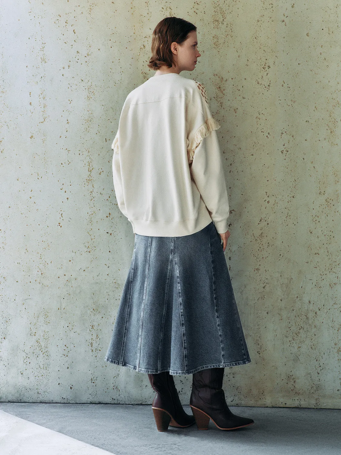 Regular Midi Denim Skirts sold by Urban Revivo product image thumbnail 4