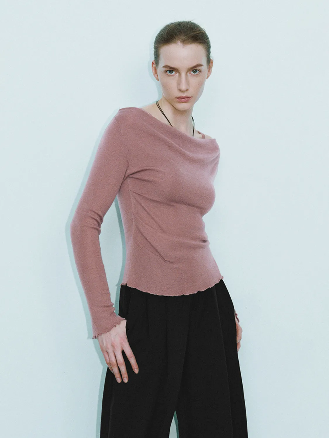 Cowl Neck Long Sleeve Knitted T-Shirts sold by Urban Revivo product image thumbnail 5
