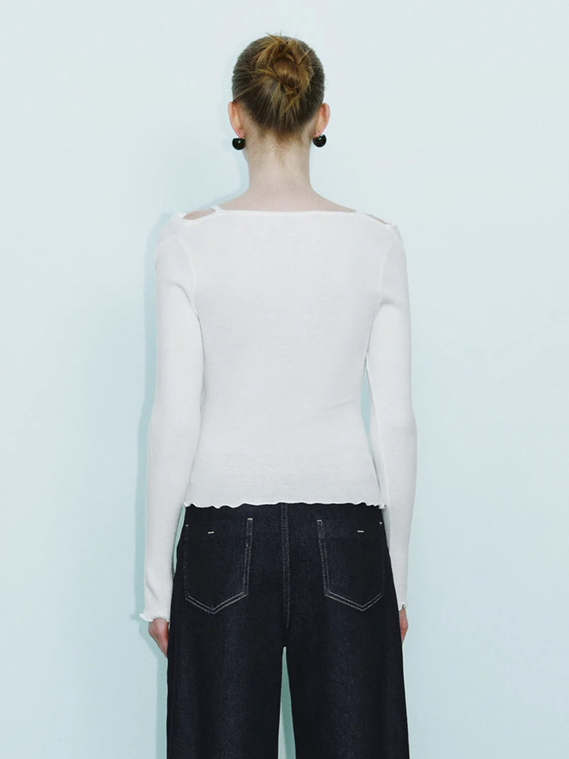 Cold Shoulder Skinny Knitted T-Shirts sold by Urban Revivo product image thumbnail 2