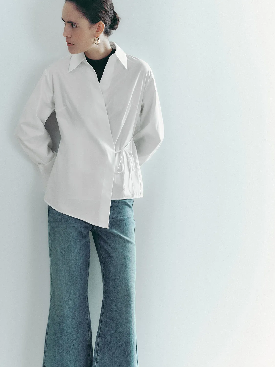 Lace Up Front Long Sleeve Shirts sold by Urban Revivo product image thumbnail 2