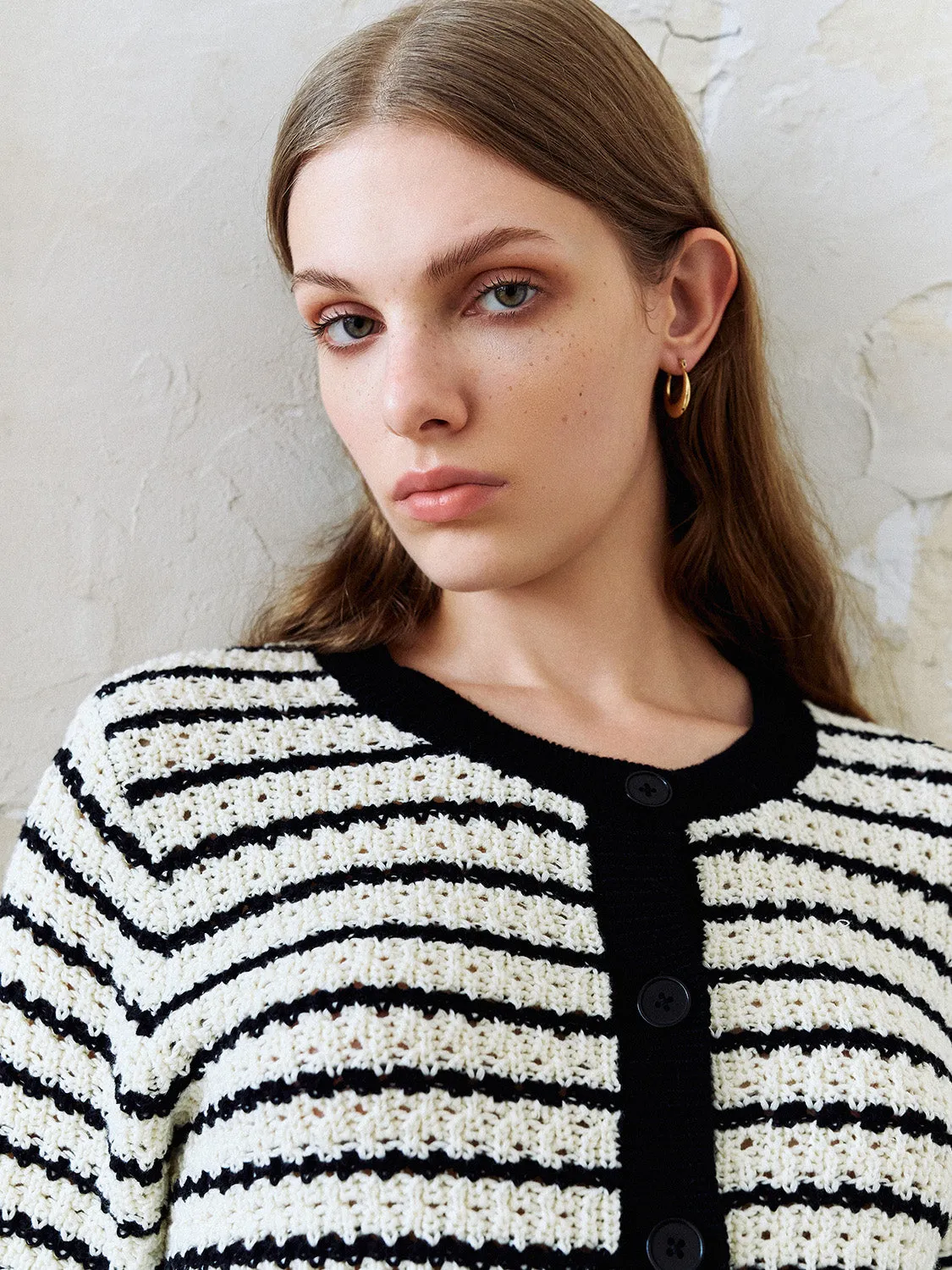 Short Sleeve Striped Knitted Cardigans sold by Urban Revivo product image thumbnail 5