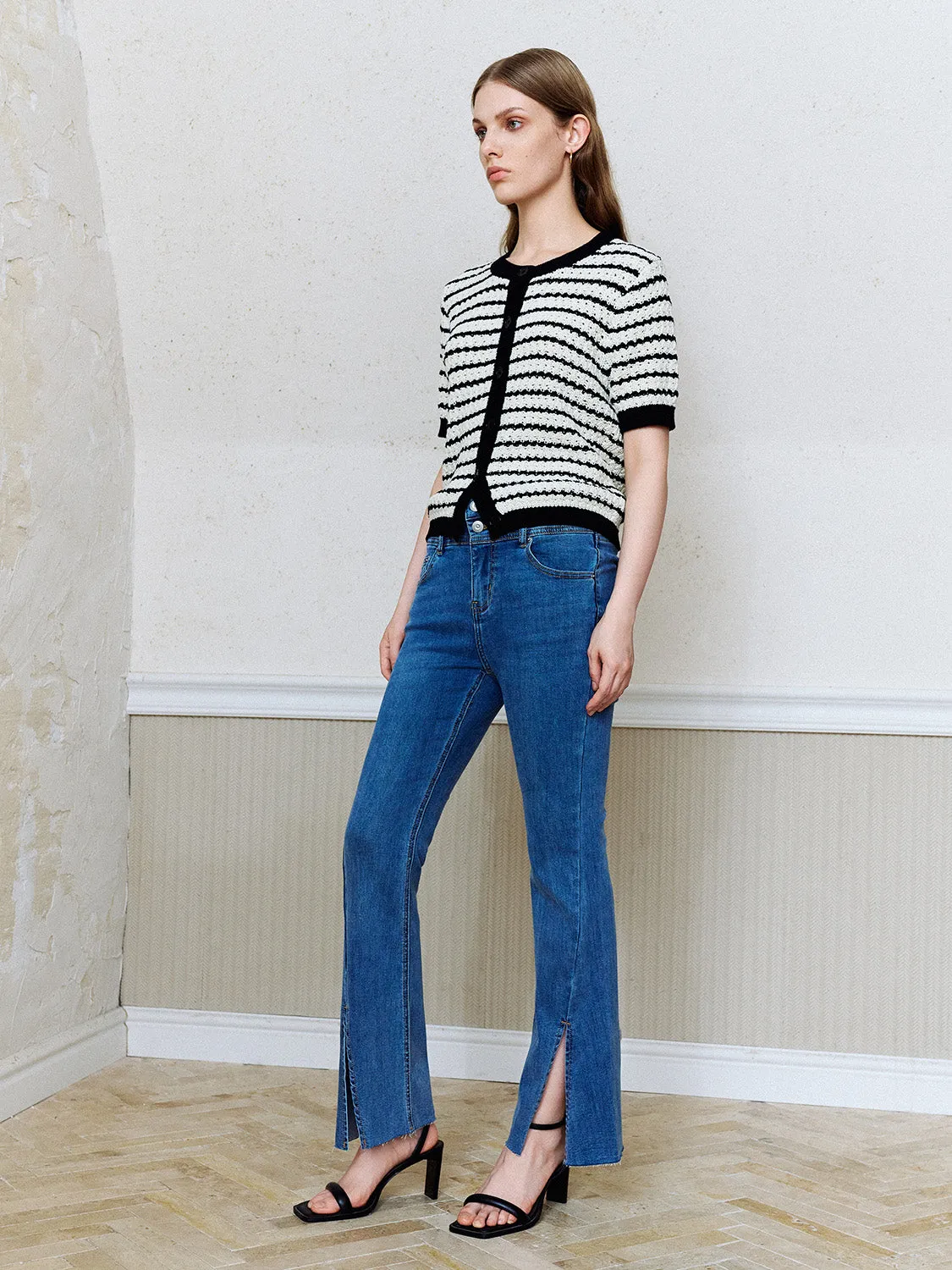 Short Sleeve Striped Knitted Cardigans sold by Urban Revivo product image thumbnail 4