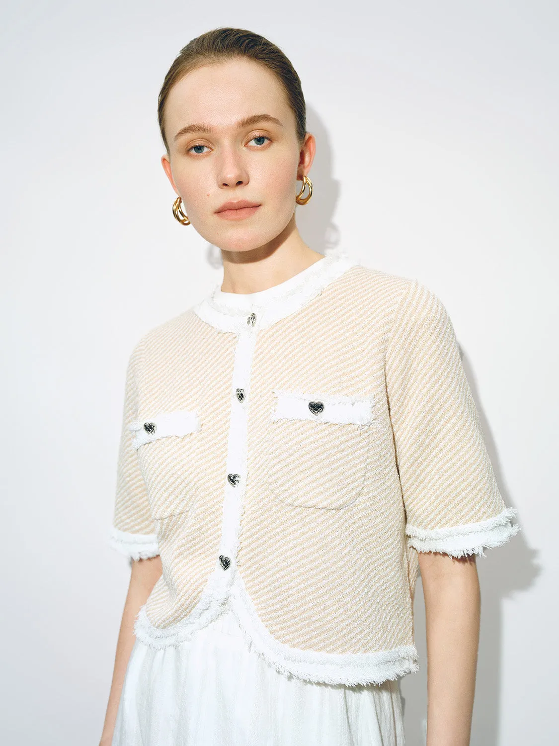 Raw Edge Cropped Knitted Cardigans sold by Urban Revivo product image thumbnail 5