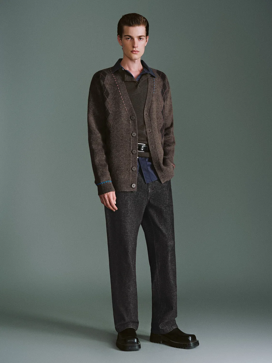 Argyle Pattern Knitted Cardigans sold by Urban Revivo product image thumbnail 4