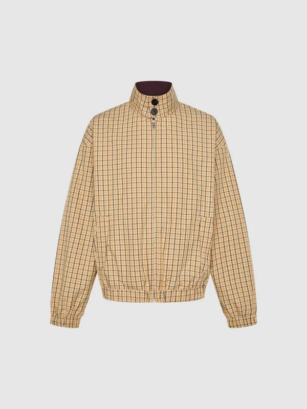 Check Pattern Stand Collar Jackets sold by Urban Revivo