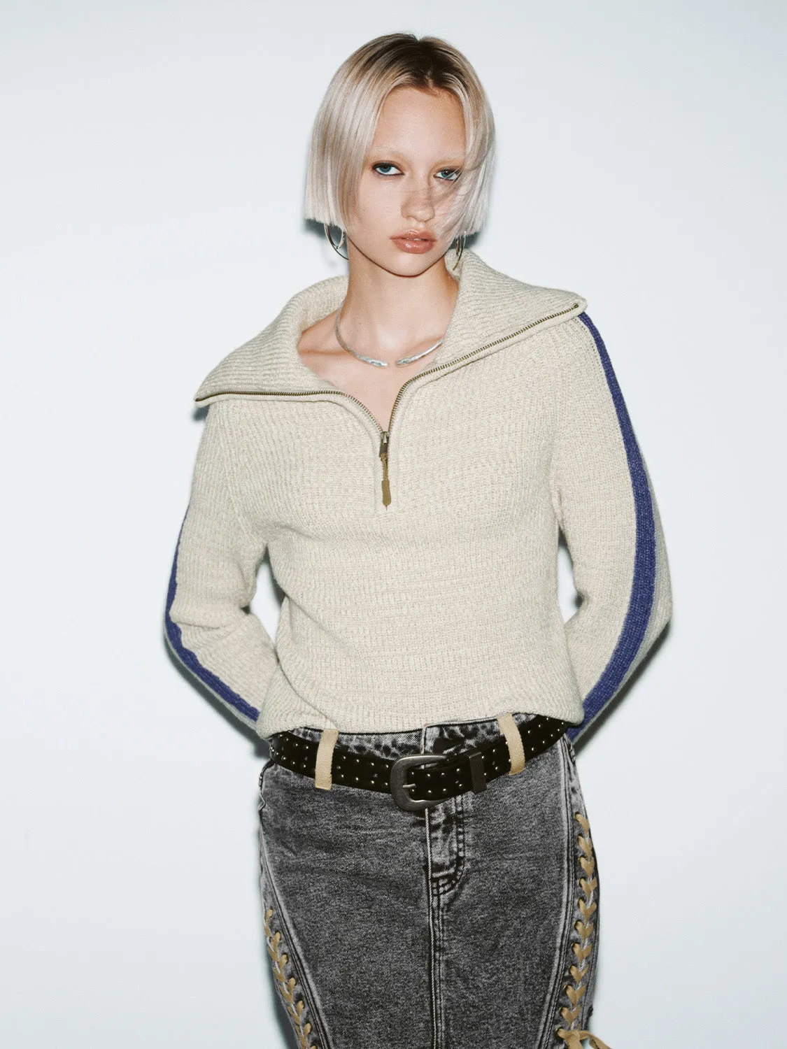 Wide Lapel Skinny Knitted T-Shirts sold by Urban Revivo