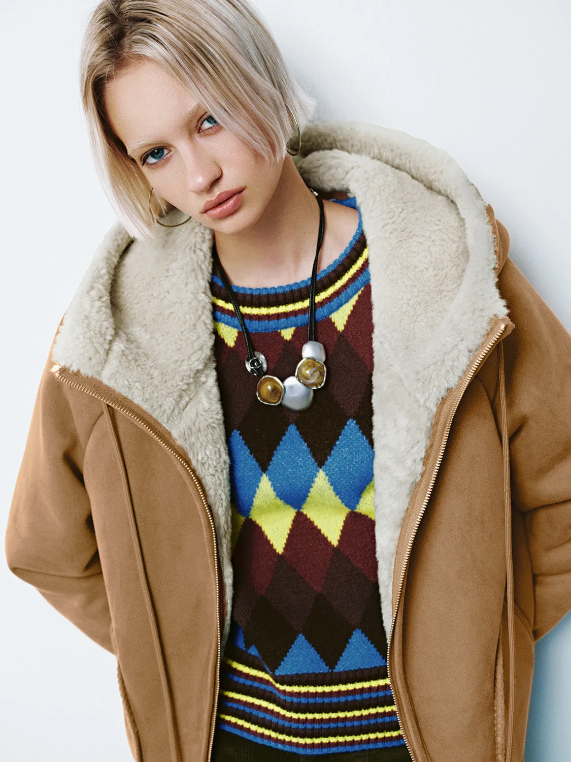 Hoodie Fur Shearling Jackets sold by Urban Revivo product image thumbnail 5