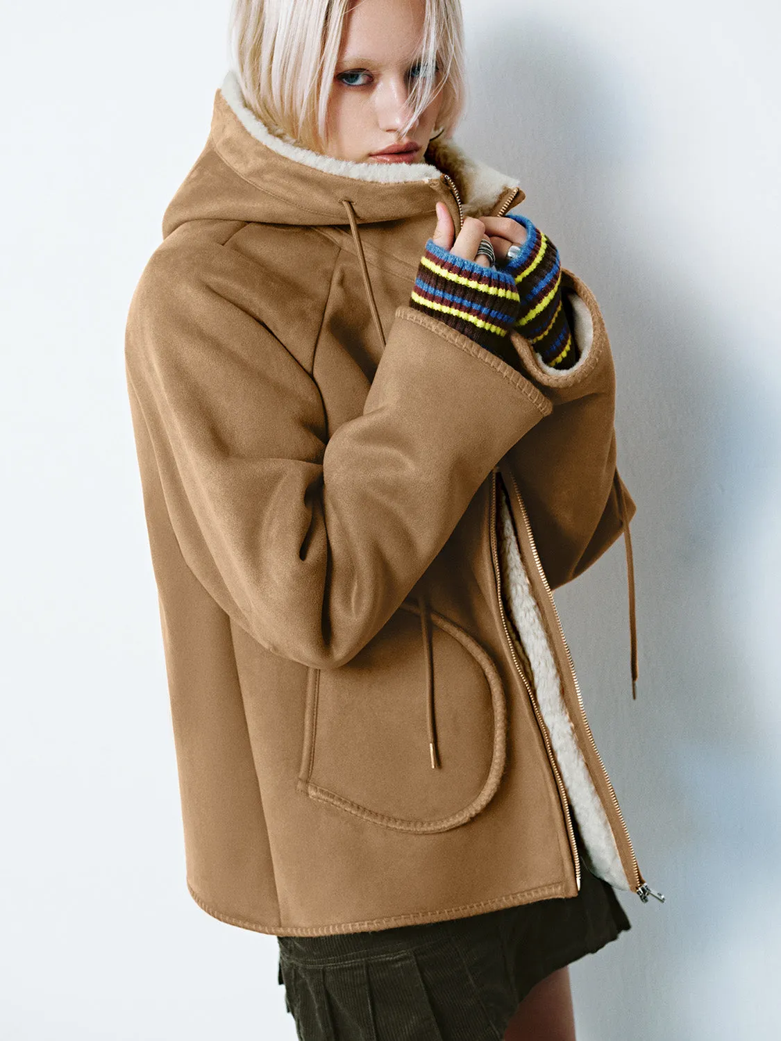 Hoodie Fur Shearling Jackets sold by Urban Revivo product image thumbnail 2