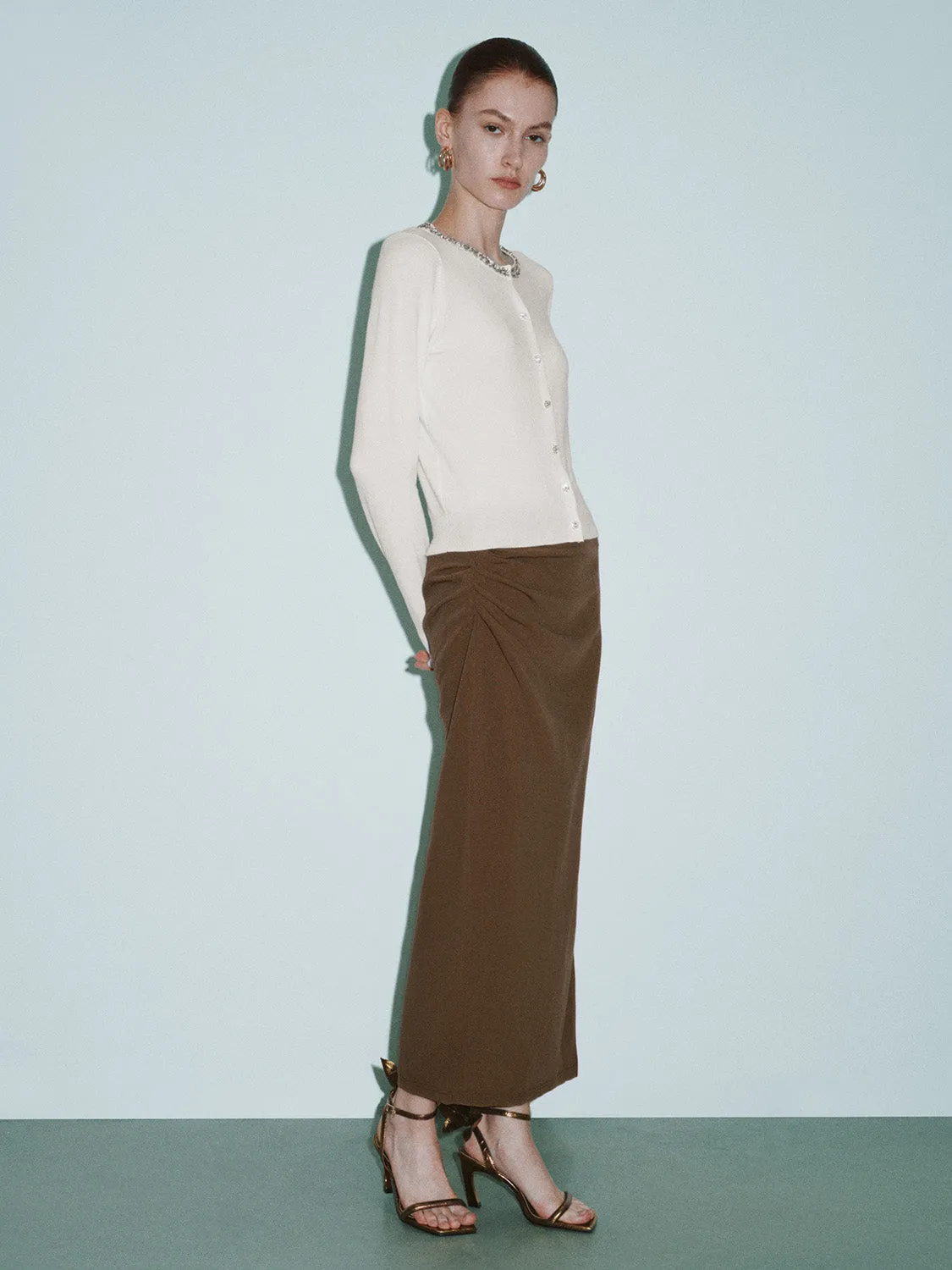 Ruched Midi Straight Skirt sold by Urban Revivo product image thumbnail 5