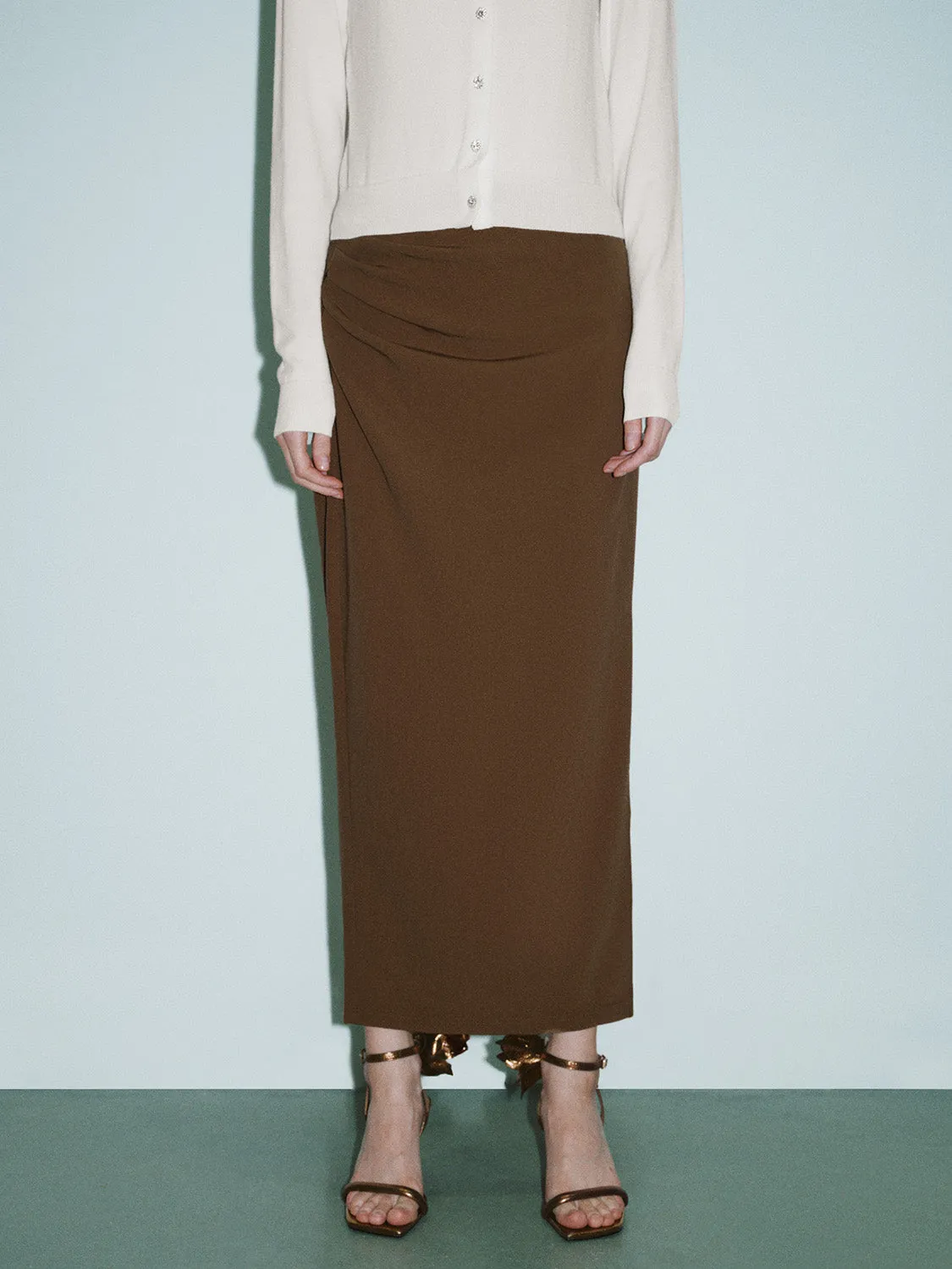 Ruched Midi Straight Skirt sold by Urban Revivo product image thumbnail 2