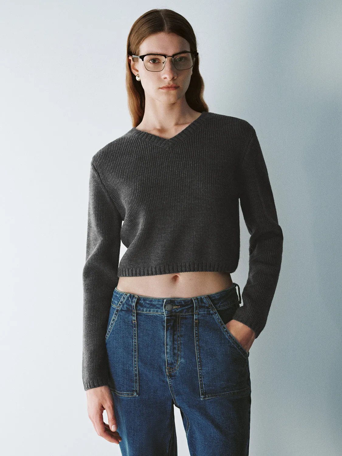 V-Neck Knitted T-Shirt sold by Urban Revivo