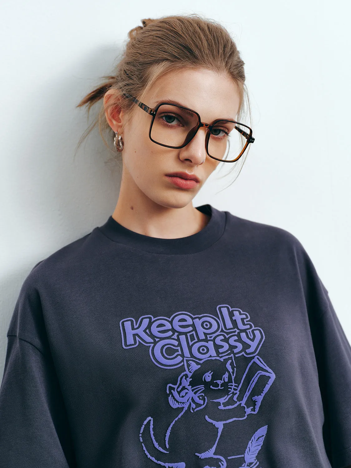 Printed Crew Neck Loose T-Shirt sold by Urban Revivo product image thumbnail 5