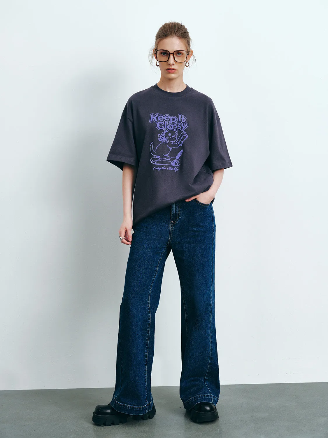 Printed Crew Neck Loose T-Shirt sold by Urban Revivo product image thumbnail 4