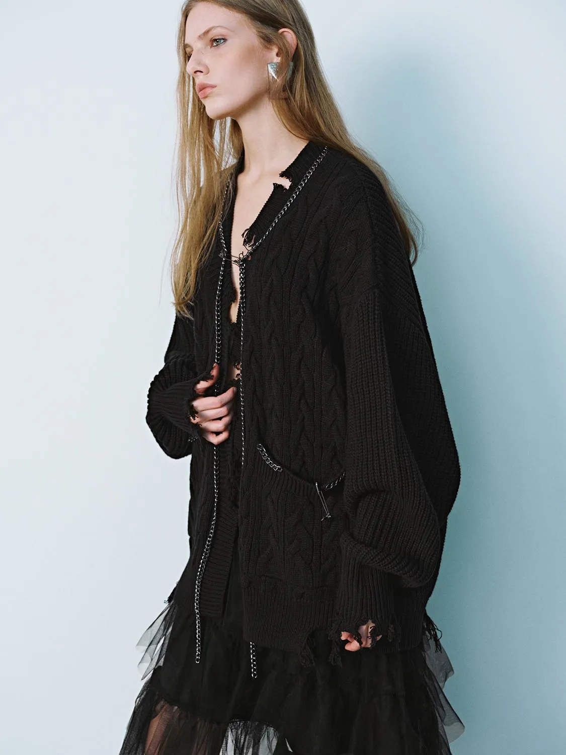 Loose Cable Knitted Cardigans sold by Urban Revivo product image thumbnail 2