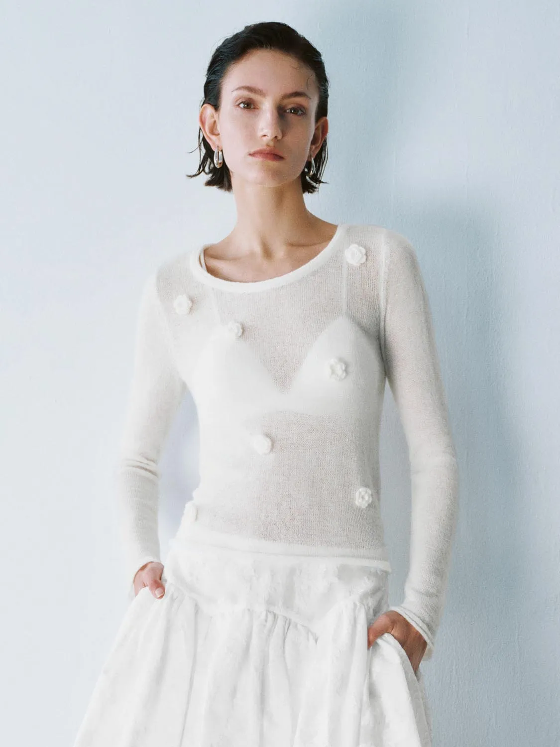 Flower Decor Knitted T-Shirts sold by Urban Revivo