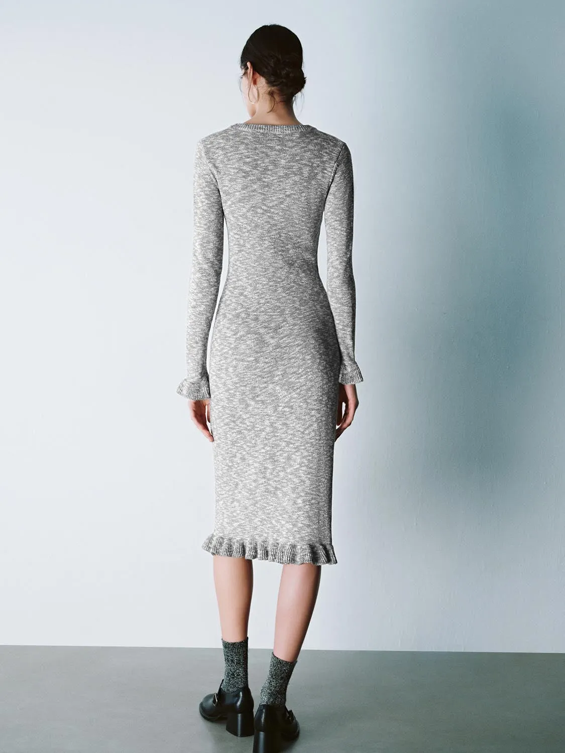 Skinny Ruffle Hem Knitted Dresses sold by Urban Revivo product image thumbnail 3
