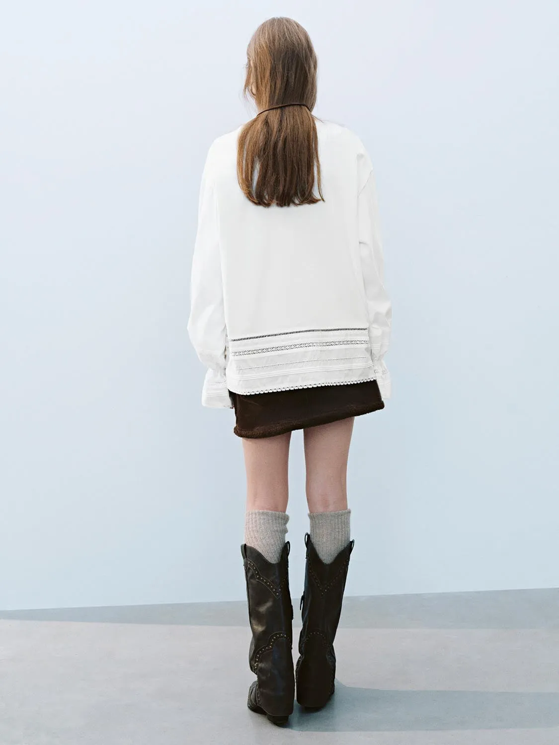 Lace Decor Loose T-Shirts sold by Urban Revivo product image thumbnail 3