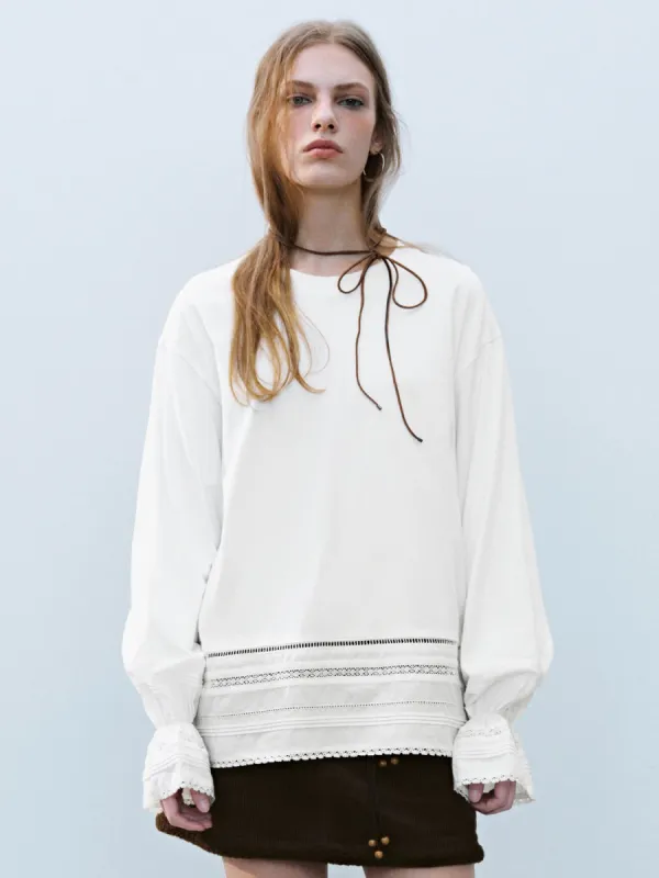 Lace Decor Loose T-Shirts sold by Urban Revivo