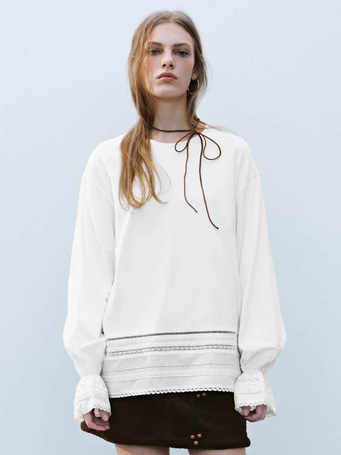 Lace Decor Loose T-Shirts sold by Urban Revivo