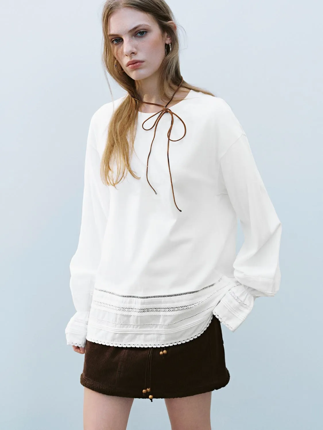 Lace Decor Loose T-Shirts sold by Urban Revivo product image thumbnail 2