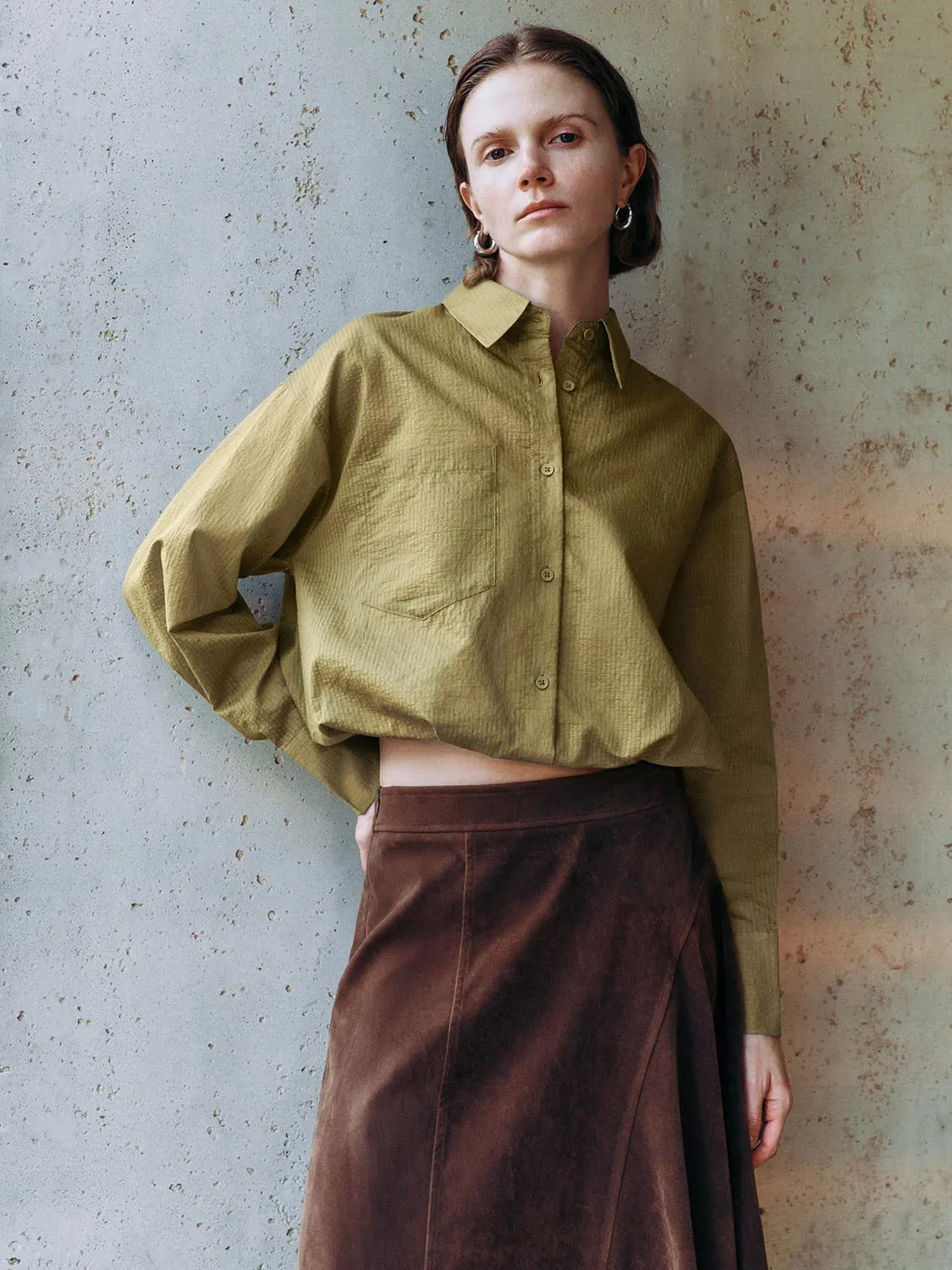 Cropped Button Up Overhead Shirts sold by Urban Revivo