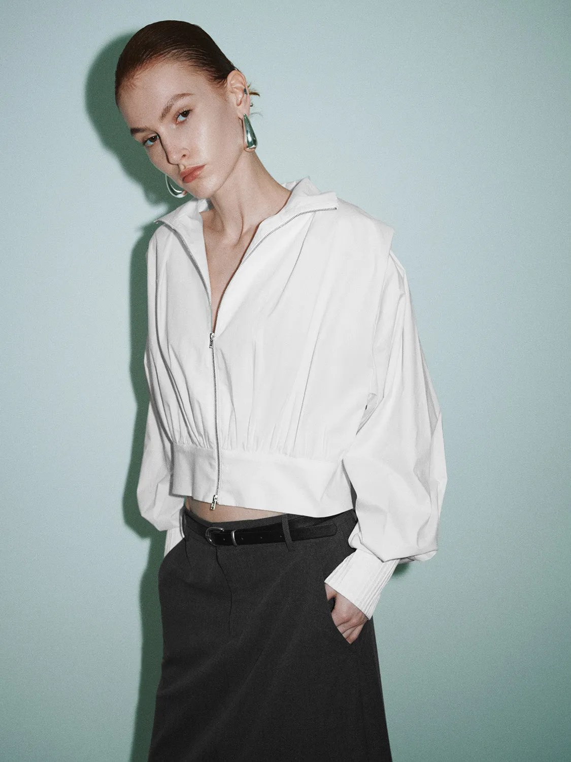 Zipper Front Loose Jacket sold by Urban Revivo product image thumbnail 2