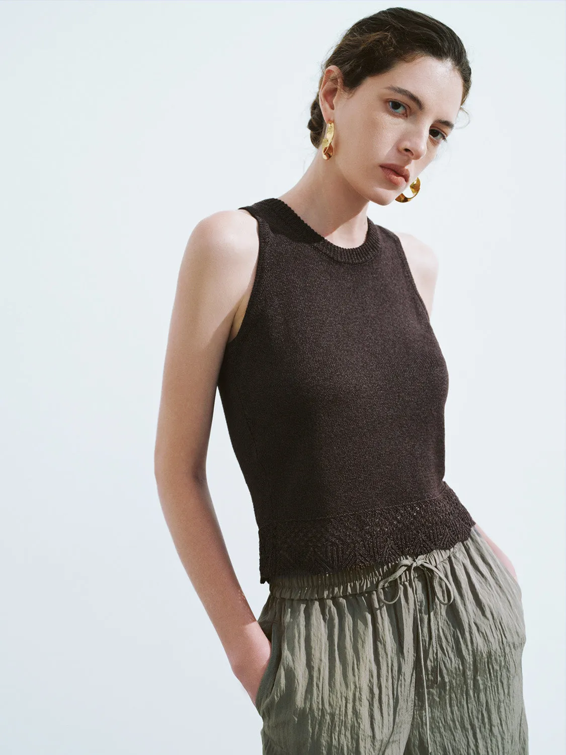 Crew Neck Skinny Knitted Tank Top sold by Urban Revivo product image thumbnail 2