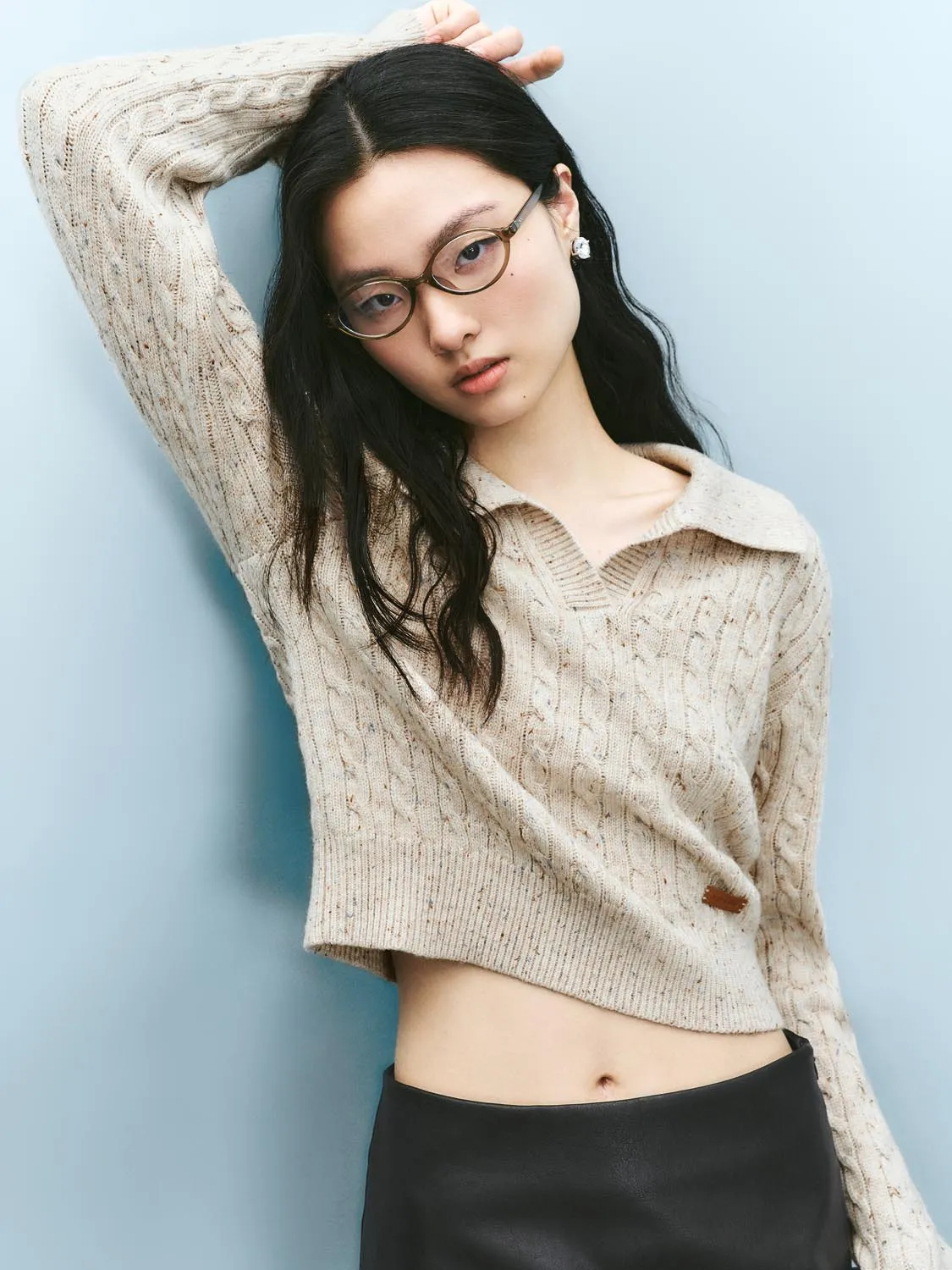 Lapel Cable Knitted T-Shirts sold by Urban Revivo product image thumbnail 2