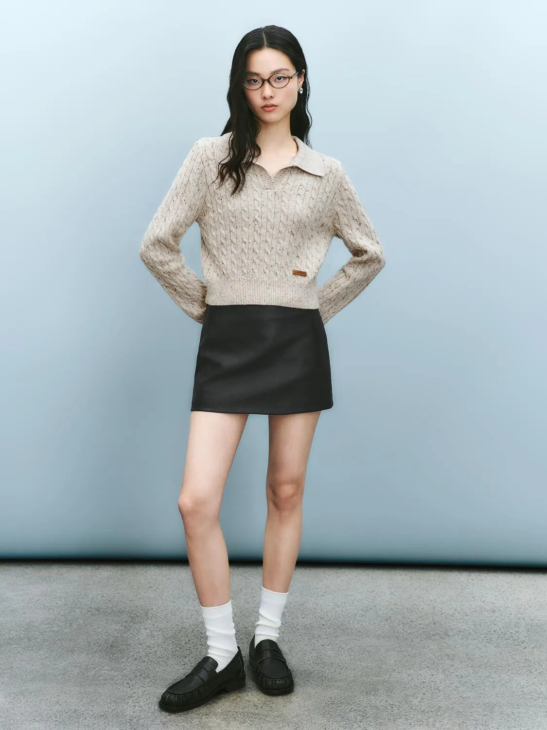 Lapel Cable Knitted T-Shirts sold by Urban Revivo product image thumbnail 4