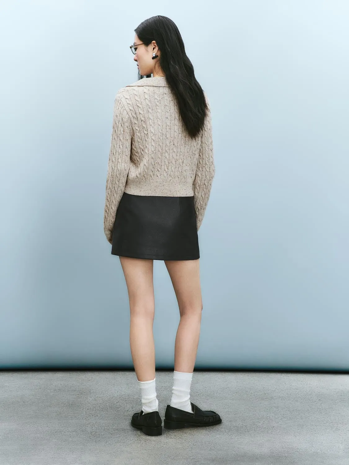 Lapel Cable Knitted T-Shirts sold by Urban Revivo product image thumbnail 5