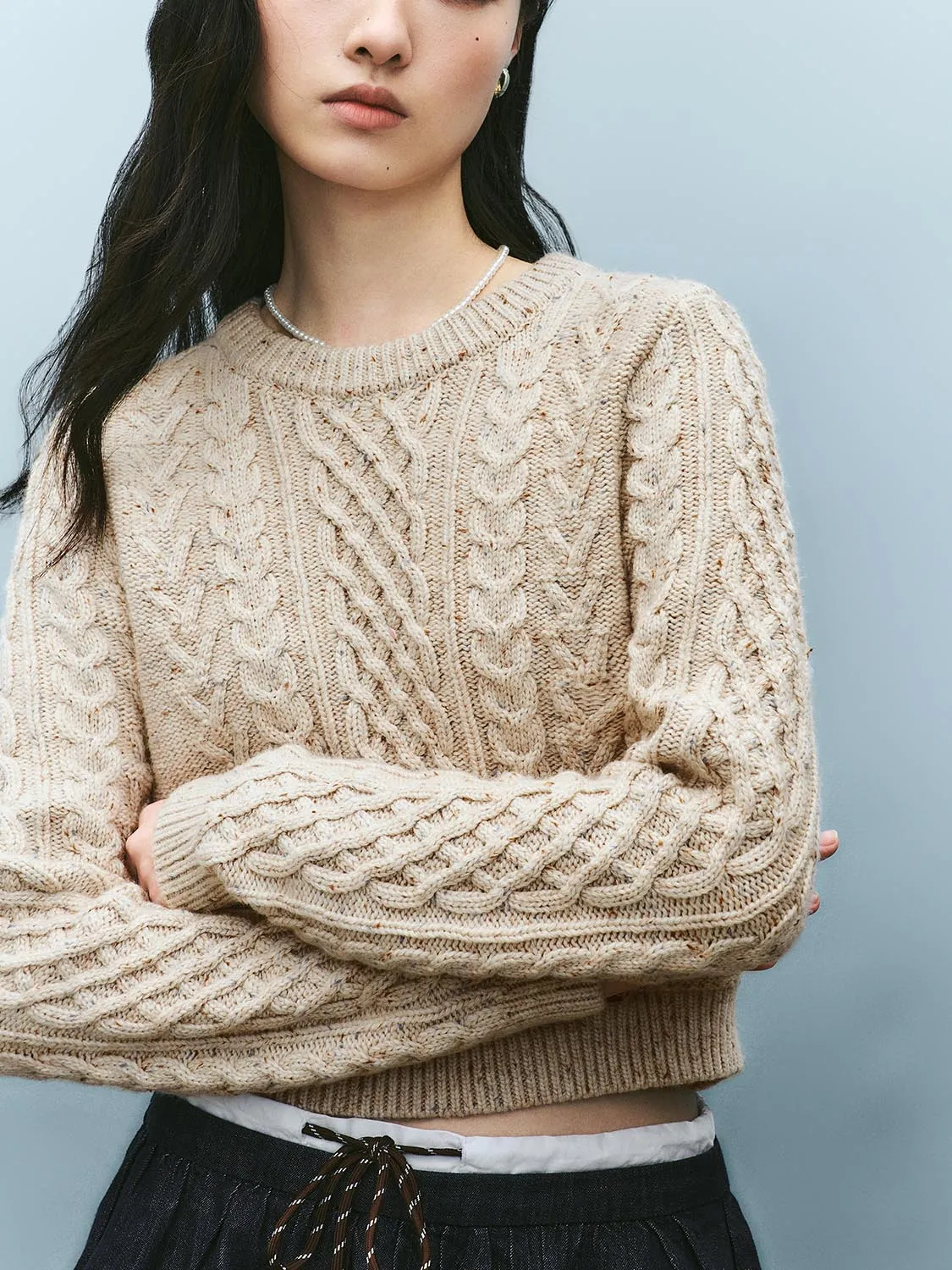 Cropped Crew Neck Knitted T-Shirts sold by Urban Revivo product image thumbnail 2