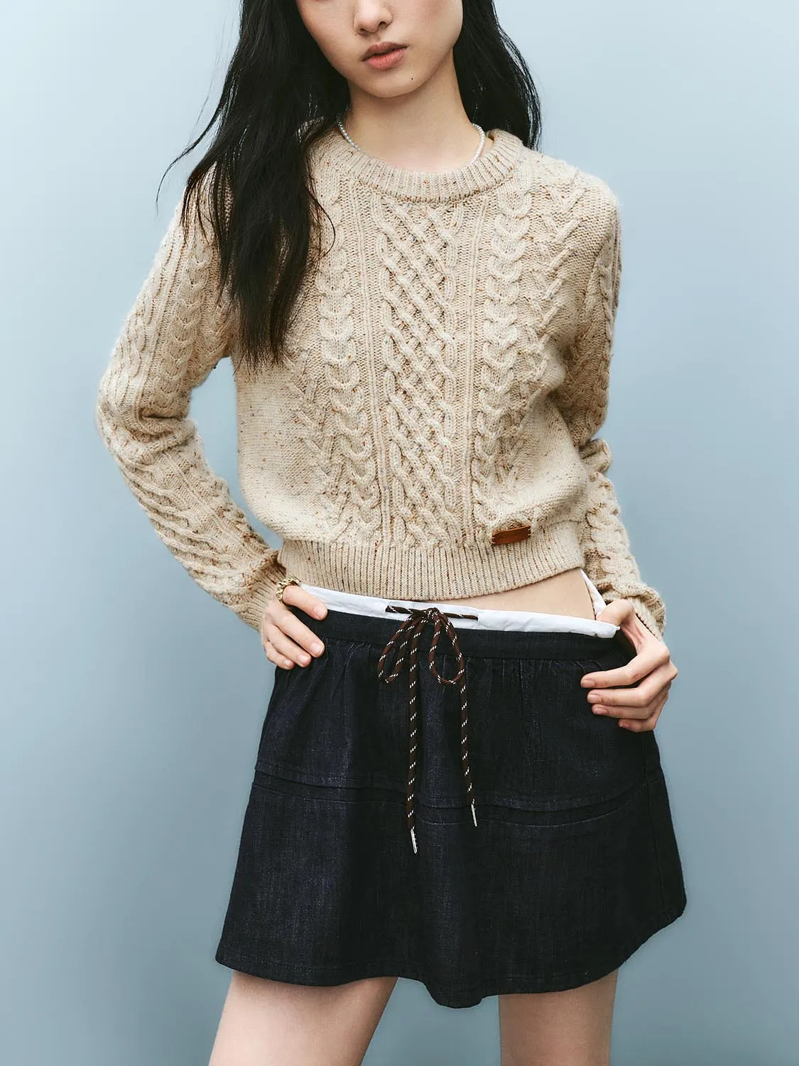 Cropped Crew Neck Knitted T-Shirts sold by Urban Revivo