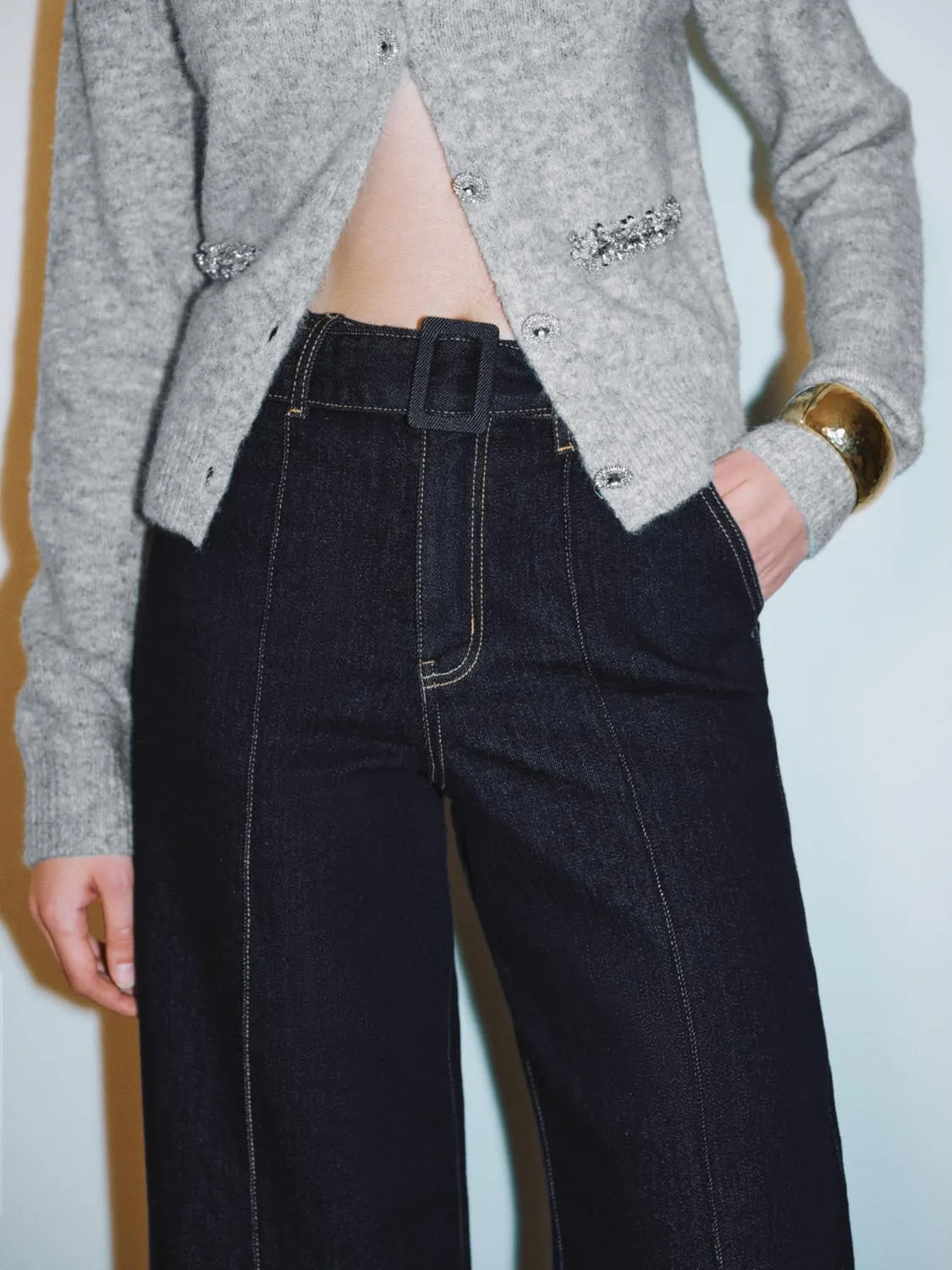 Wide-Leg Denim Jeans sold by Urban Revivo product image thumbnail 4