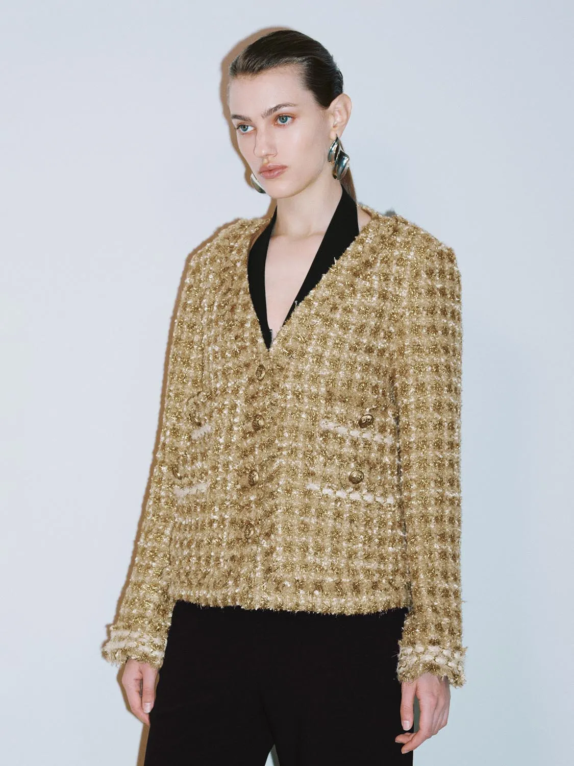 Button Up Tweed Jackets sold by Urban Revivo