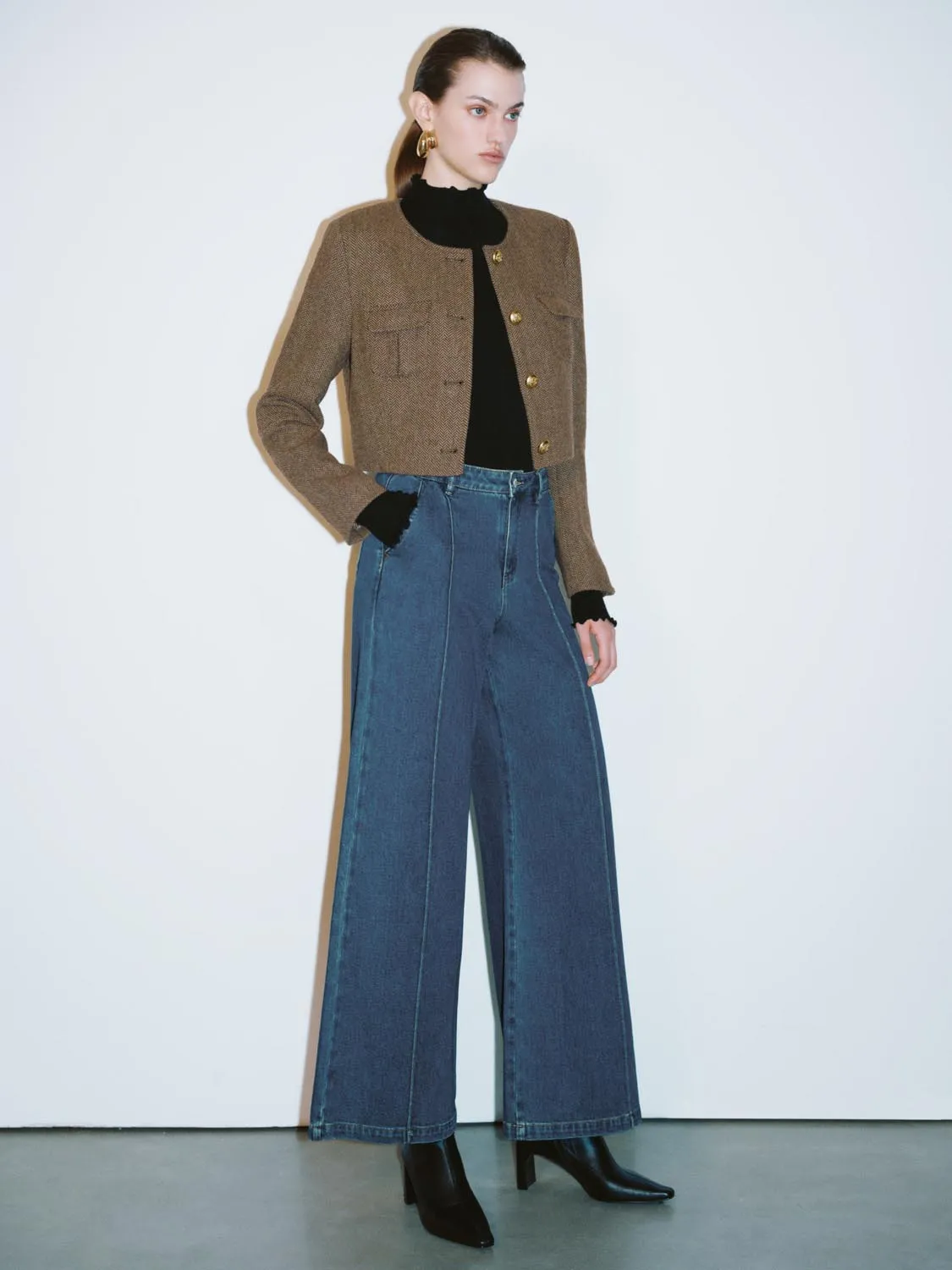 Cropped Button Up Wool Blend Jackets sold by Urban Revivo product image thumbnail 4