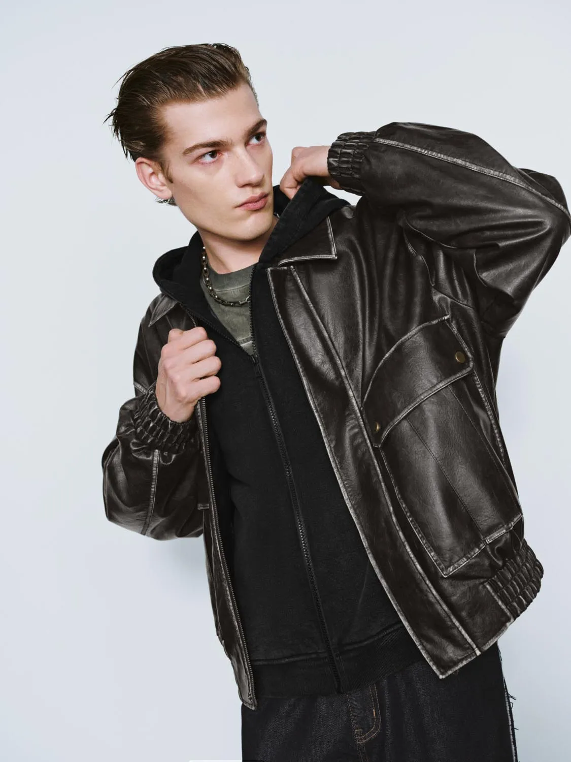 Oversized Vegan Leather Jackets sold by Urban Revivo product image thumbnail 2