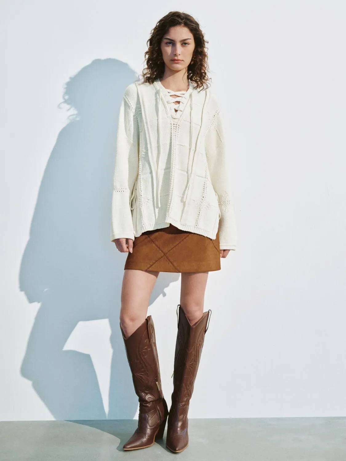 Lace Up Front Knitted T-Shirts sold by Urban Revivo product image thumbnail 4