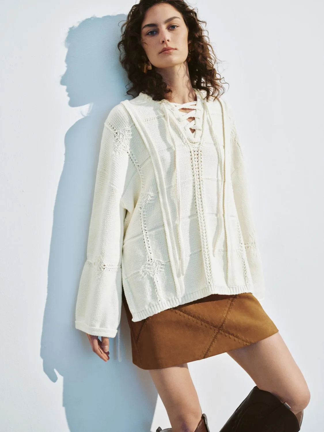 Lace Up Front Knitted T-Shirts sold by Urban Revivo product image thumbnail 2