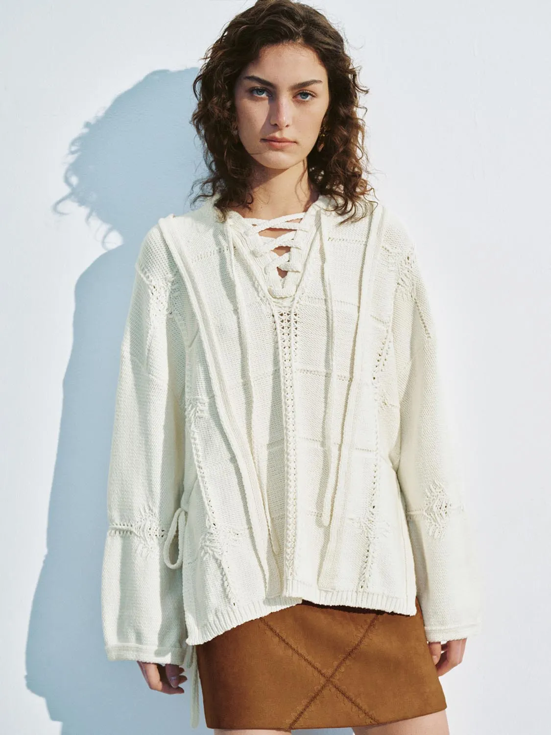 Lace Up Front Knitted T-Shirts sold by Urban Revivo