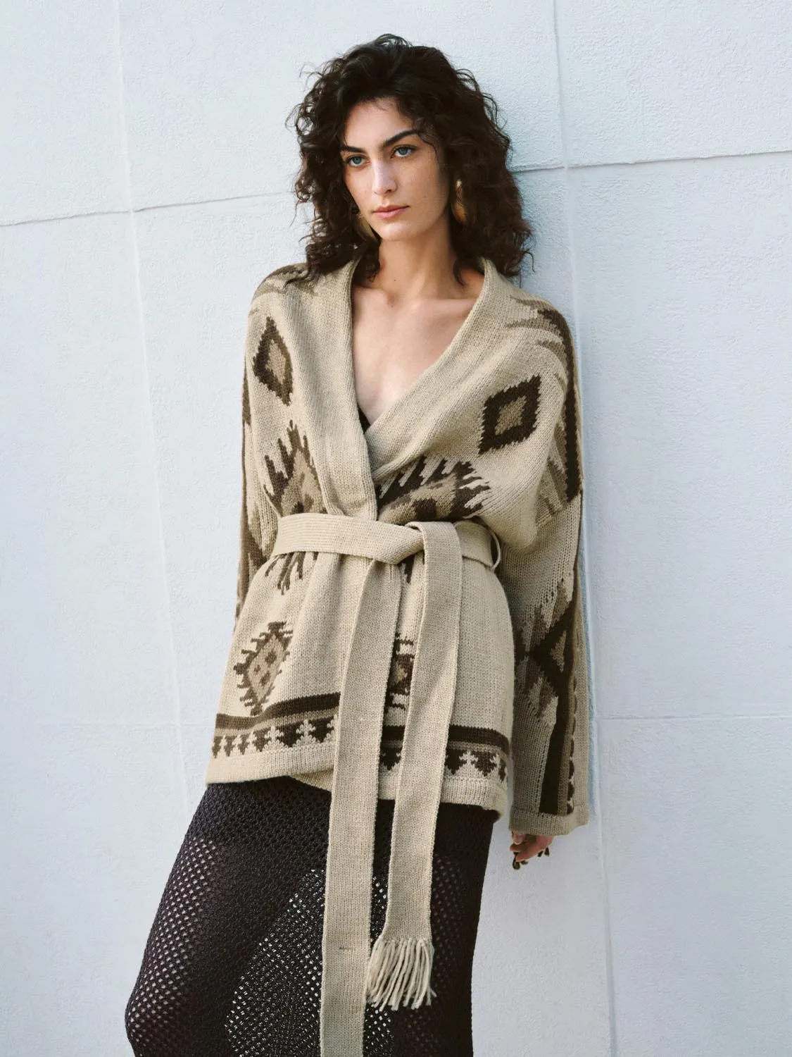 Robe Aztec Knitted Cardigans sold by Urban Revivo
